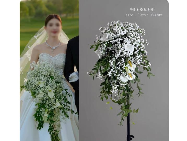 Coréen bébé fille tenant calla lily fleur artificielle mariage cascade bouquet blanc chaud col fleur bricolage