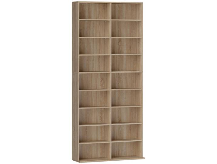 Homcom Cd-Regal Spanplatte Naturholz, Naturfarben, Karton, Nachbildung, 14 Fächer, 24x175x78.5 cm, Wohnzimmer, Regal