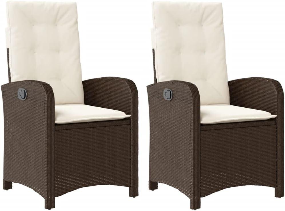 2er-Set verstellbare Gartensessel aus PE-Rattan mit Kissen