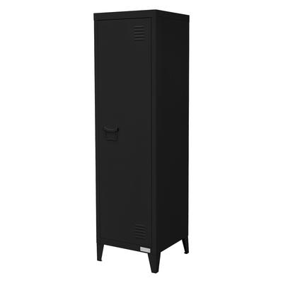 ML-Design Aktenschrank 38x38x137,5 cm Schwarz | hoher Stahlschrank mit 4 Beinen, 3 Innenfächer, Industrial