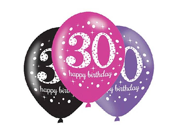 amscan 9900876 - Roze Sprankelende Viering 30e Verjaardag 11 Inch Latex Ballonnen - 6 Pack