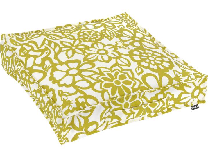 Sitzkissen H.O.C.K. Paloma , grün (grün, geblümt), B:50cm H:10cm L:50cm, Polyacryl, Dekokissen_Sitzkissen_Kissenhüllen, Sitzkissen, in Blumen-Optik