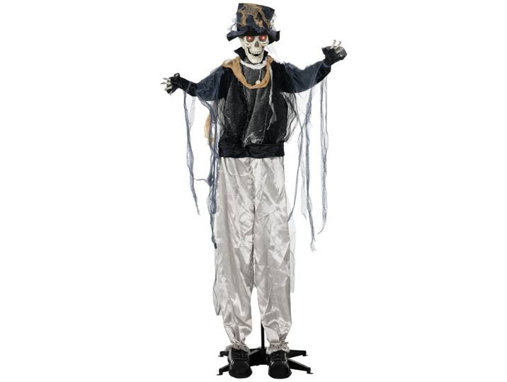 HALLOWEEN Dekoration 178cm Skelett Bräutigam mit Horror-Geräusche, Augenglühen