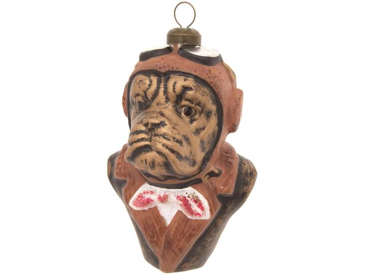 Christbaumschmuck KREBS GLAS LAUSCHA Steampunk Pilot Hund, Braun, 10cm , braun, B:9,5cm H:8,7cm T:16,2cm, Glas, Weihnachtsbaumschmuck, Christbaumschmuck, Christbaumschmuck aus Glas, mundgeblasen, handgefertigt, Engelsfigur
