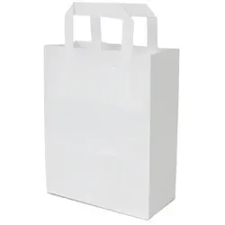 250 Papiertragetaschen Papiertüten mit Flachhenkel weiß 18x8x22cm 70g/m2