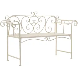 Helloshop26 - Gartenbank Terrassenmöbel 132 x 46 x 85 cm antikweißes Metall 02_0011238