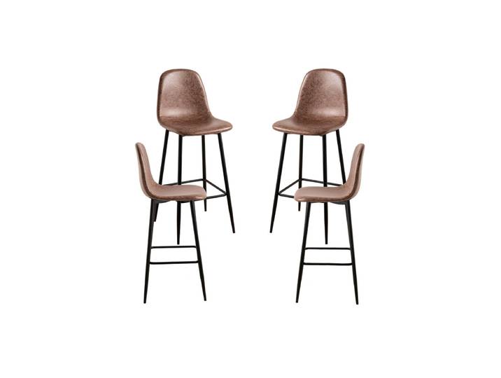 4er Set Veki Vintage Kunstleder Hocker - Chocolat brun
