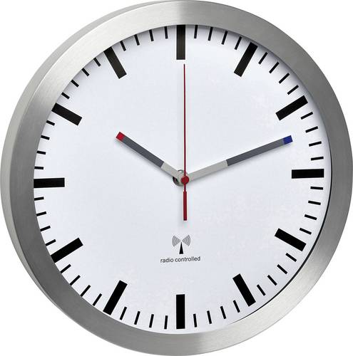 TFA Dostmann 60.3528.02 Funk Wanduhr 30cm x 45mm Aluminium Leisegang-Uhrwerk
