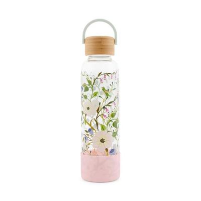 Trinkflasche aus Glas mit Silikoncover, 'Rose Petals'