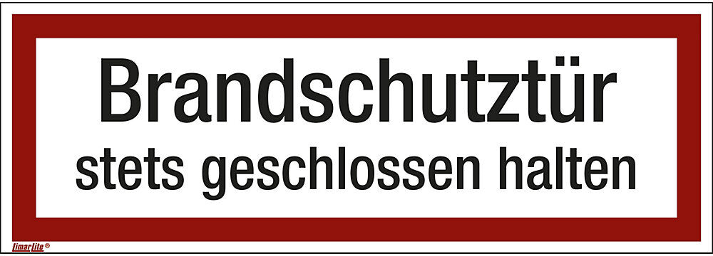 kaiserkraft Brandschutzkennzeichen für die Feuerwehr, Brandschutztür stets geschlossen halten, VE 10 Stk, Folie, langnachleuchtend, LxH 297 x 105 mm