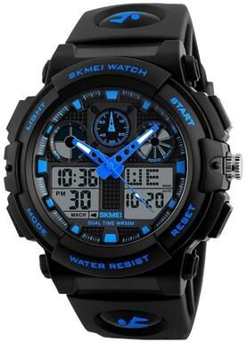 Everyday Crate SKMEI 1270 Mens Sports Watch Dual Display Waterproof Watch With LED Light And Stopwatch blue
