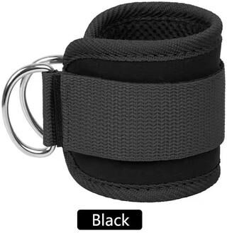 Inspired Living EliteFit Adjustable D Ring Ankle Straps Ultimate Cable & Pulley Leg Workout Support black