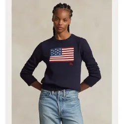 Polo Ralph Lauren für Damen. 211896939001 Baumwollpulli mit Marineflagge (S), Lässig, Baumwolle