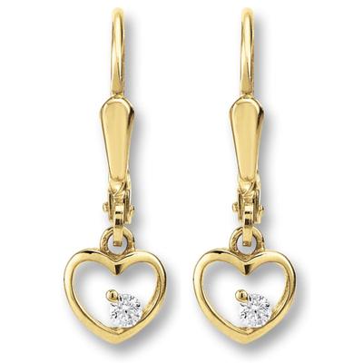 Paar Ohrhänger ONE ELEMENT "Zirkonia Herz Ohrringe Ohrhänger aus 333 Gelbgold", gold, Ohrringe, Damen, Gelbgold 333, Gold, edles Design – modisch & dezent zugleich