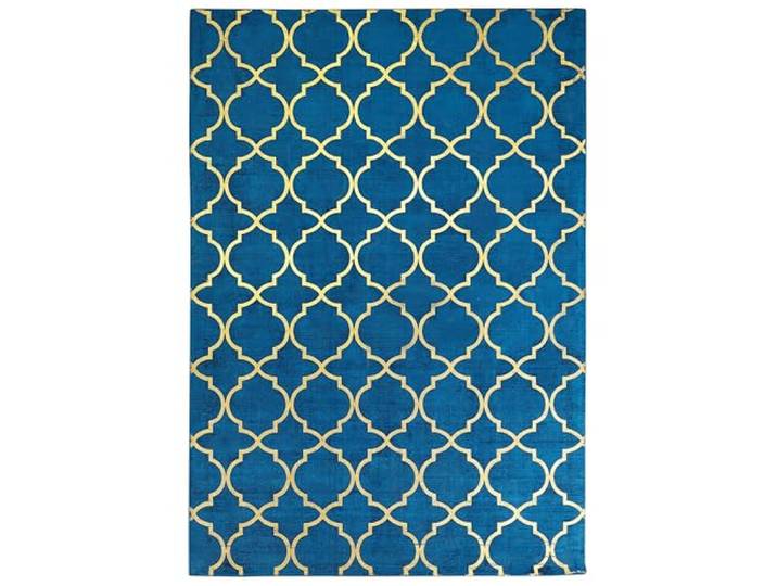 Beliani Teppich Dunkelblau Viskose 160 x 230 cm Moderner mit Muster Stoff, Marokkanisches Muster, Blau, Gewebt am Handwebstuhl, Florhöhe 0.5 cm, Rechteckig, 100% Viskose