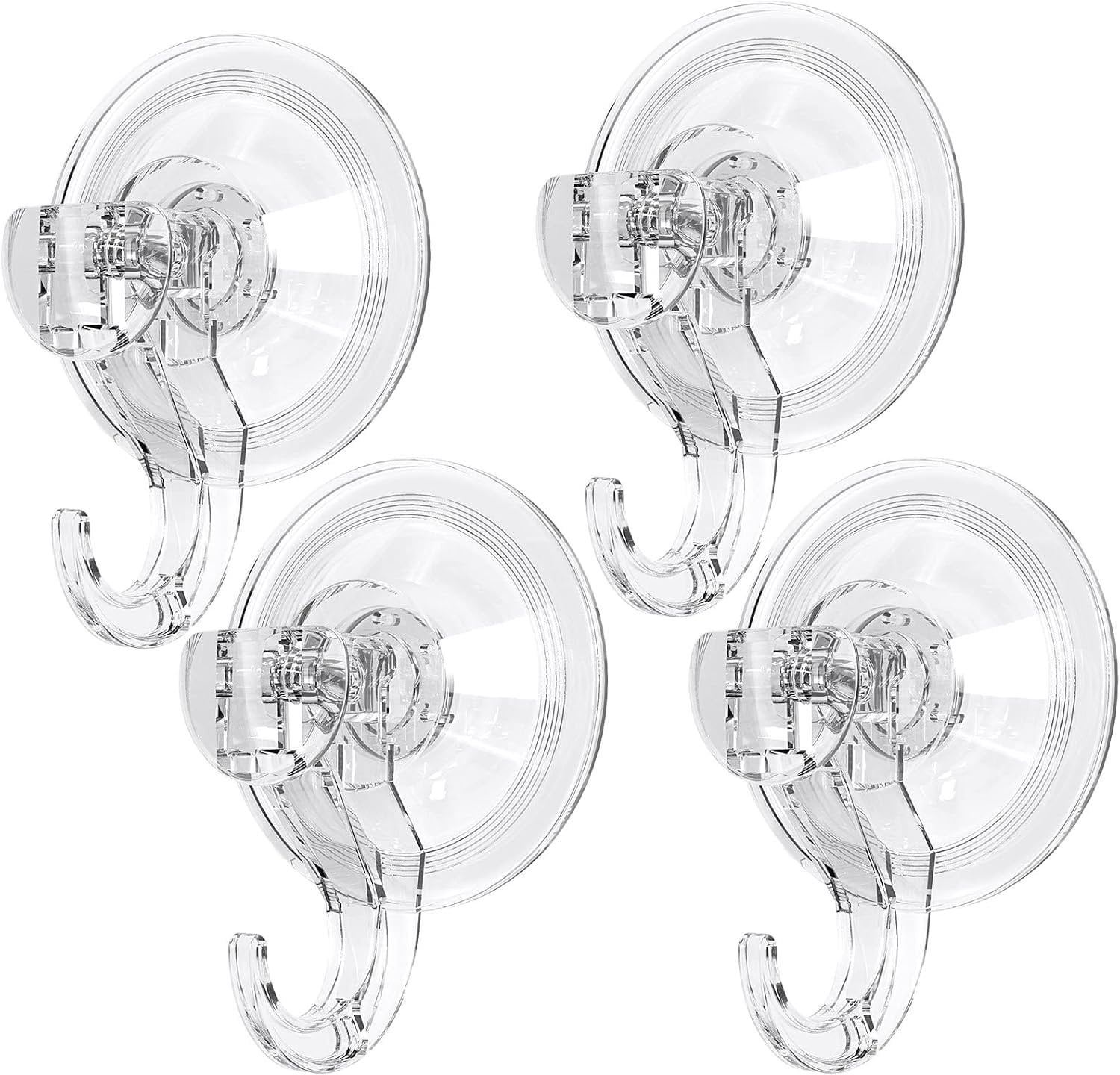 4-pack Herbruikbare Zuignaphaken tot 10 kg, Transparante Vacuümzuignaphaken voor Badkamer en Keuken