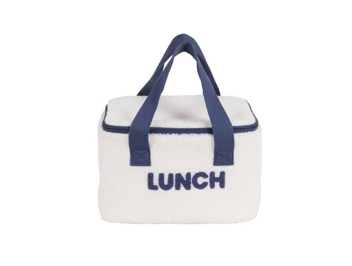 Lunchbag mit Bouclé-Bezug, weiß und blau