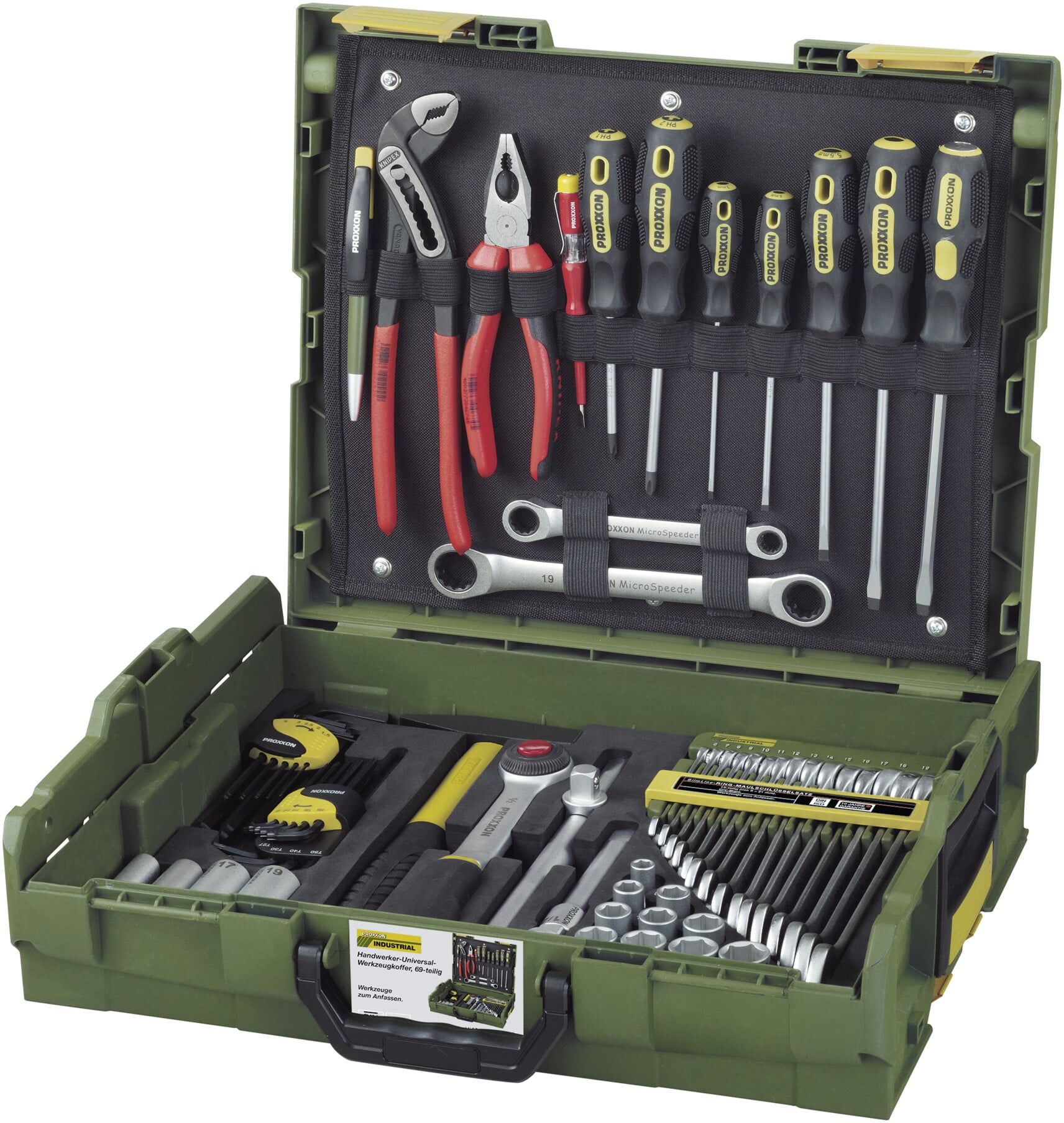 Proxxon Handwerker-Universal-Werkzeugkoffer in der bewährten L-BOXX mit Werkzeugsortiment (47-tlg.), 23660)