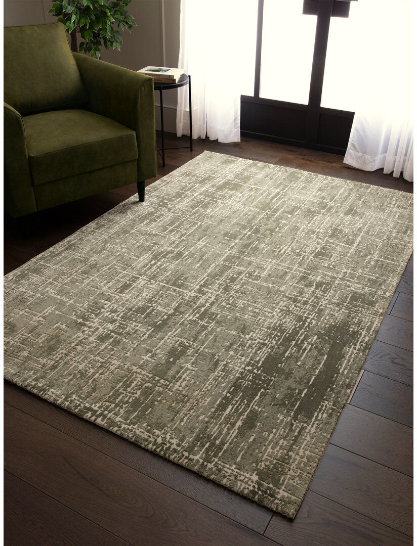 Rio Abrienne Soft Shiny Modern Green Rug Green Rectangle 240 x 340cm