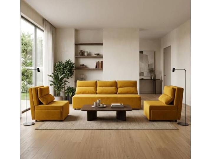 Family Meble Kimo Sitzgruppe, Sofa und 2 Sessel – Gold – 10
