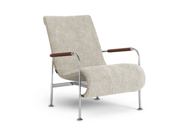 Swedese Serpentine Sessel Lammfell Moonlight-Chrom-Tärnsjö Cognac