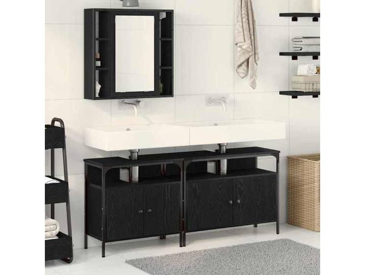 NEW 2026  Meubles de salle de bain - lot de 3 - Noir Bois d'ingénierie 80x30x60 cm L6021