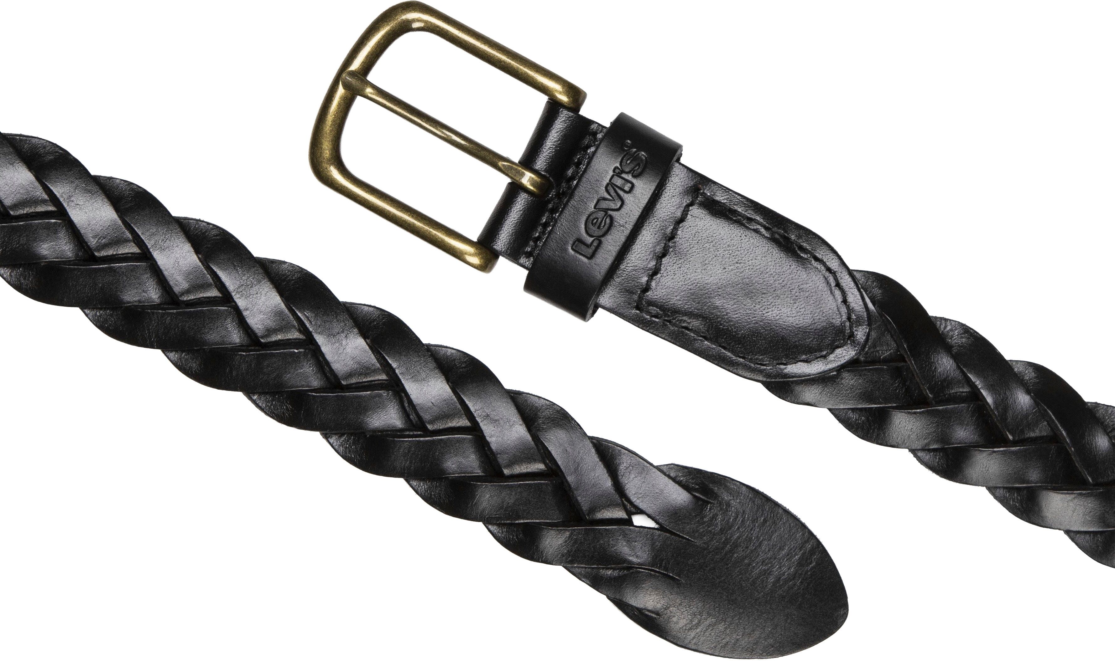 Ledergürtel LEVI'S "LEATHER BRAID", Damen, Gr. 105, schwarz, Rindsleder, Flechtoptik, Gürtel Ledergürtel, Unisex schwarz 105