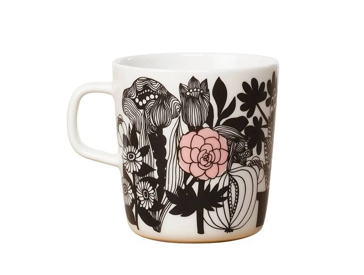 Marimekko Mug à thé Siirtolapuutarha 4 dl noir-blanc-rose