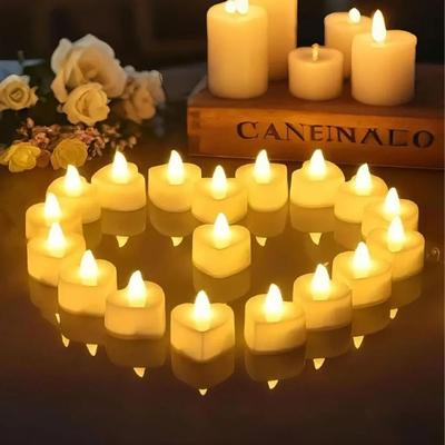 Uplift Treasures 24 Piece Heart Shaped LED Flameless Tea Light Candles warm White