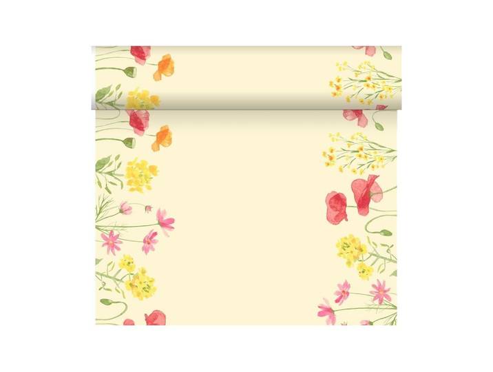 Tischläufer Duni Poppy Field 40 cm x 24 cm , beige (mehrfarbig), B:40cm L:24cm, Papier, Tischdecken, Tischläufer