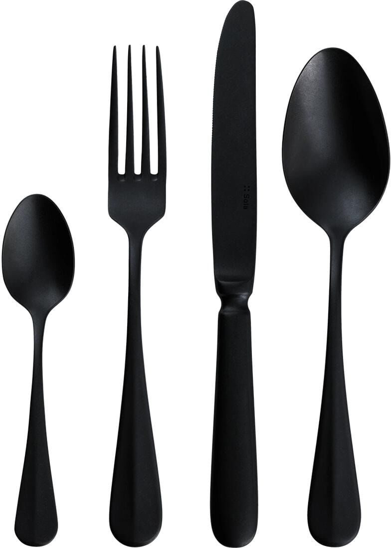 Besteck-Set SOLA "Baguette Vintage, matt, 24-tlg.", schwarz, 24, Edelstahl 18/10, Essbesteck-Sets, Besteck-Set, Spülmaschinenfest schwarz 24