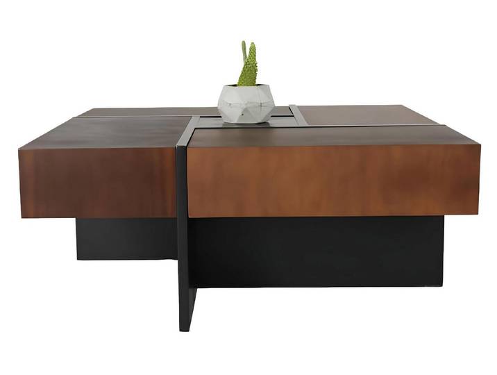 Xlmoebel Couchtisch Brauner Couchtisch aus Holz mit Schublade und Kaffeetisch-Funktion (Couchtisch), Hergestellt in Europa