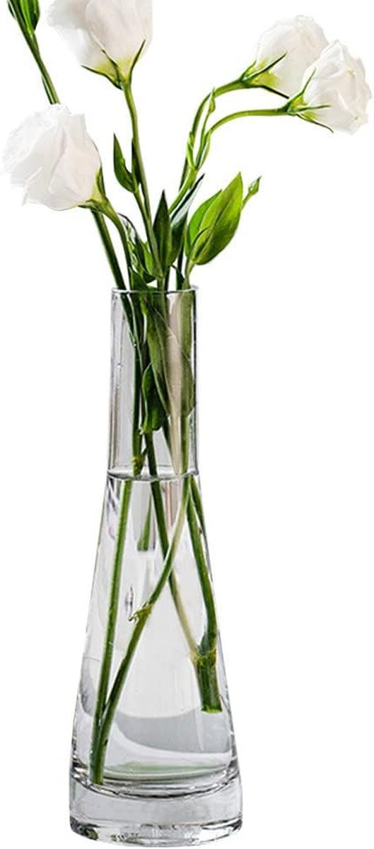 Handgeblazen Glazen Vaas voor Decoratie - Helder - Hoogte: 21 cm