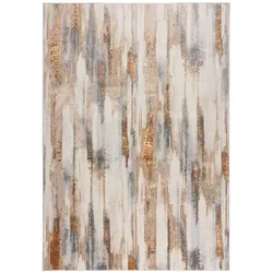 Designer Glanzteppich mit abstrakter Ästhetik & hoher Strapazierfähigkeit - `Zennor`. Farbe: Gold, 120x170 cm | Kadima Design