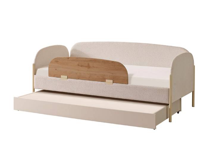Möbel-Zeit Polsterbett LOUIS – Cremeweiß – Inkl. Bettkasten & Absturzsicherung – 90x200 cm