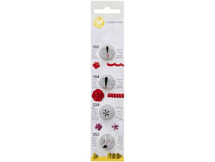 Wilton Spuitmondjes Set Flower - Garneerspuit - #102\, #104\, #224\, #352
