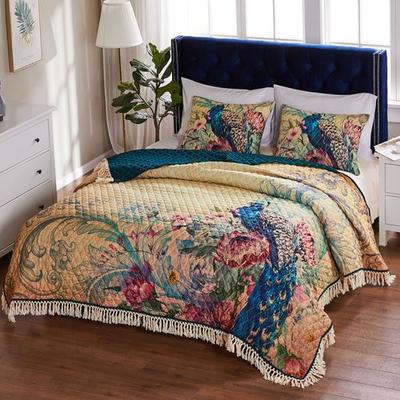 Greenland Trading Co. Eden Peacock Mini Quilt Set Multi Jewel, Full / Queen, Multi Jewel