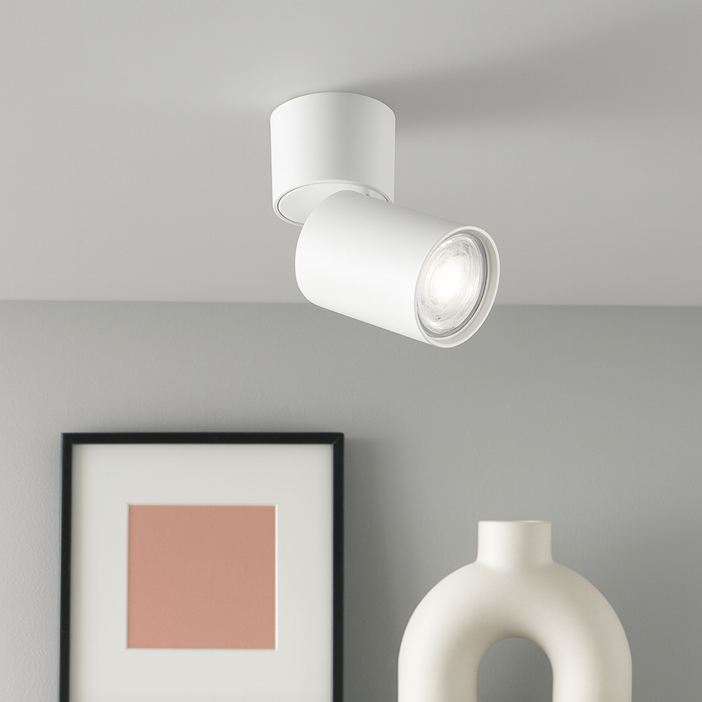 Perenz Connect 6810b – Plafoniera Faretto Orientabile Tonda Bianca Gu10