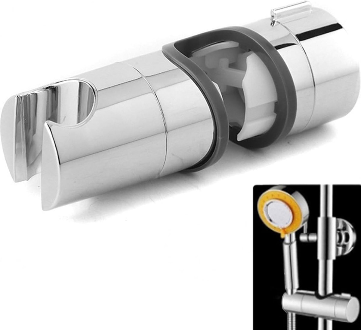 Verstelbare douchekophouder voor glijstang, Chroom, 18-25 mm buitendiameter