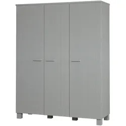 Kleiderschrank Dennis aus Kiefernholz, modernes Design, 3 Türen, hellgrau, großzügiger Stauraum
