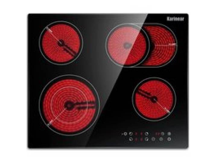 Plaque Vitrocéramique 4 Feux Avec Zones Ovales 6600W Table De Cuisson Électrique Encastrable Plaque Vitrocéramique 4 Zones