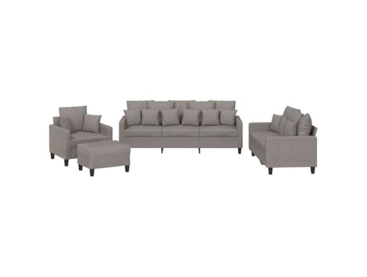 Todiikf 4-TLG. Sofagarnitur mit Kissen Couch Set Sessel & Hocker Taupe Gemütliche Sitzgruppe aus atmungsaktivem Stoff mit stabilem Metallgestell für Wohnzimmer und Entspannungsbereich.