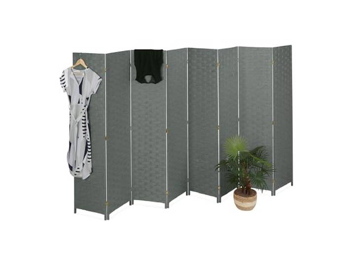Relaxdays Paravent intérieur\, 8 Parties\, HxL 170 x 320 cm\, séparateur Pliable\, Bois & Corde Papier\, différentes Couleurs