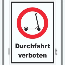 HB-Druck E- Scooter Durchfahrt verboten Aufkleber Elektro -Tretroller Roller A0 (841x1189mm)
