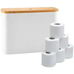 Relaxdays Toilettenpapier Aufbewahrung 12 Rollen Weiß,Hellbraun
