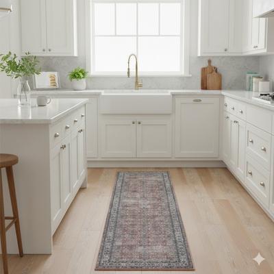 Amer Rugs Alaska Machine-Washable Vintage Medallion Runner Area Rug