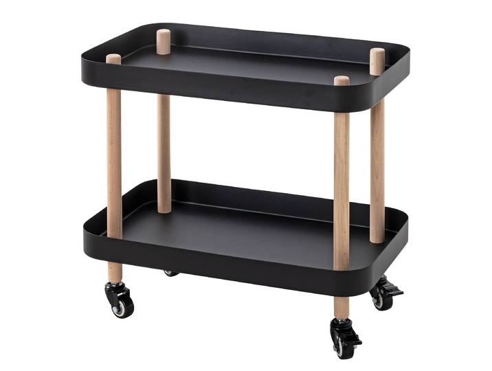 Table d’appoint roulante Levin 47cm Noir/Noir