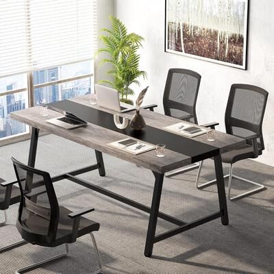 BLUEBELL 6FT Rectangle Conference Table, Industrial Wood Meeting Table Executive Desk for Conference Room, Home Office
