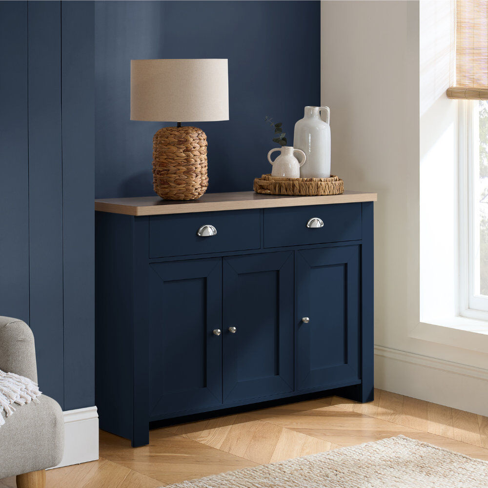 August Grove Napanoch Sideboard Navy/Oak 81.3cm H X 111.9cm W X 35.6cm D