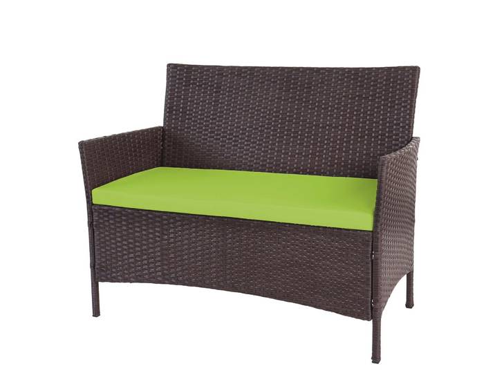 POLY-RATTAN GARTENBANK Braun, Grün
